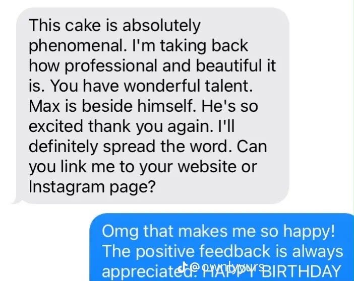 Customer text message testimonial