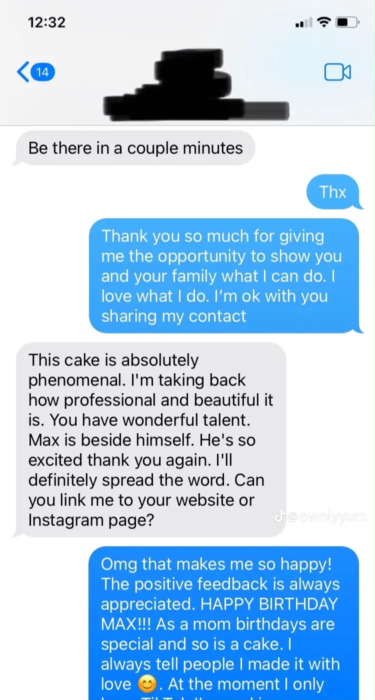 Customer text message testimonial