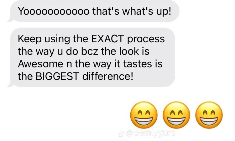 Customer text message testimonial