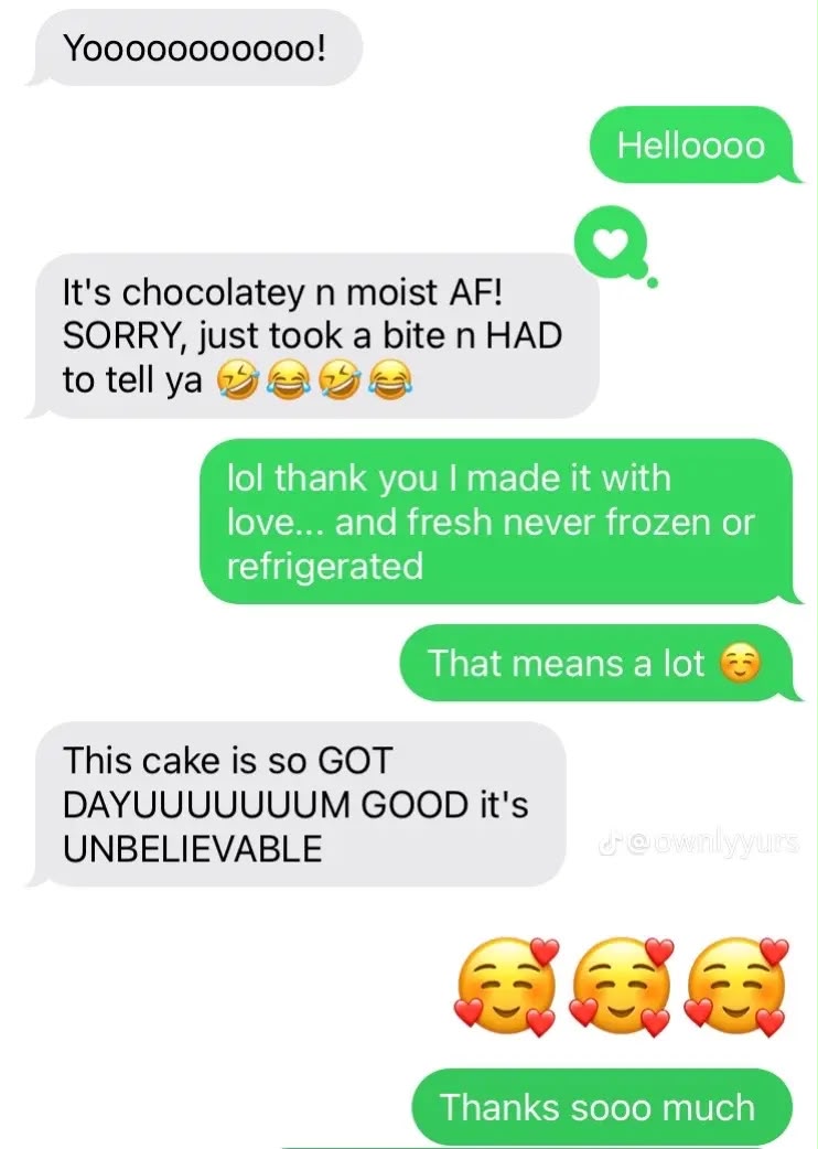 Customer text message testimonial