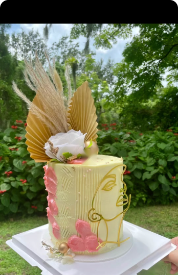 Gold leaf floral cake